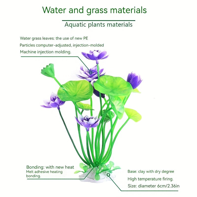 Artificial Lotus Aquarium Ornaments, Aquatic Grass and Flowers