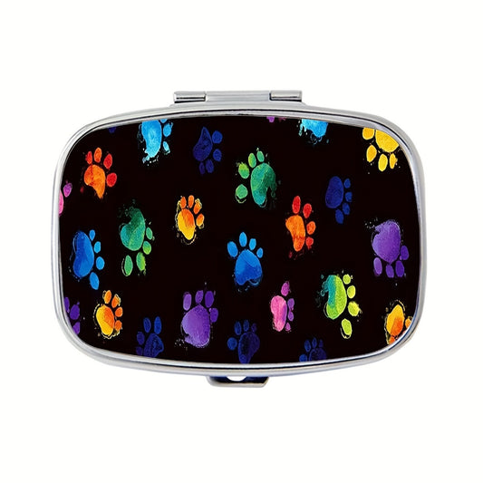 Animal Paw 2 Compartment Pill Case - Compact & Decorative Medicine Organizer