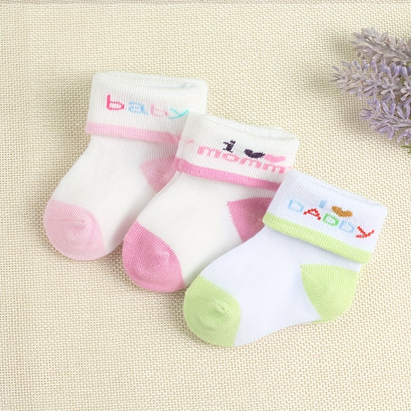 3 Pairs I Love Dad & Mom Socks Girls 0-3 Months