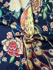 Women's Plus Peacock Frayed Print Wide Leg Pants