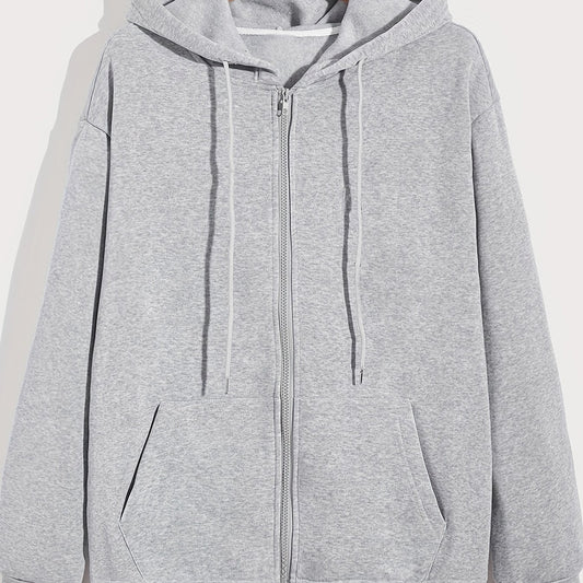 Drawstring Hoodie Zip Up Sweatshirt