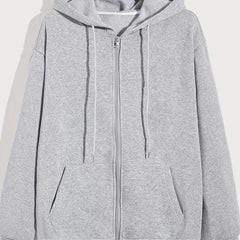 Drawstring Hoodie Zip Up Sweatshirt