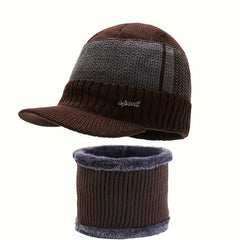 Knit Hat & Scarf Set for Men and Women, Windproof Beanie with Fleece Lining