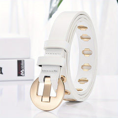 Oval Rivet Belt Casual Hollow PU Leather Women Pin Buckle Pants Belts