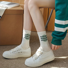 Comfy Letter Print Sports Socks for Women