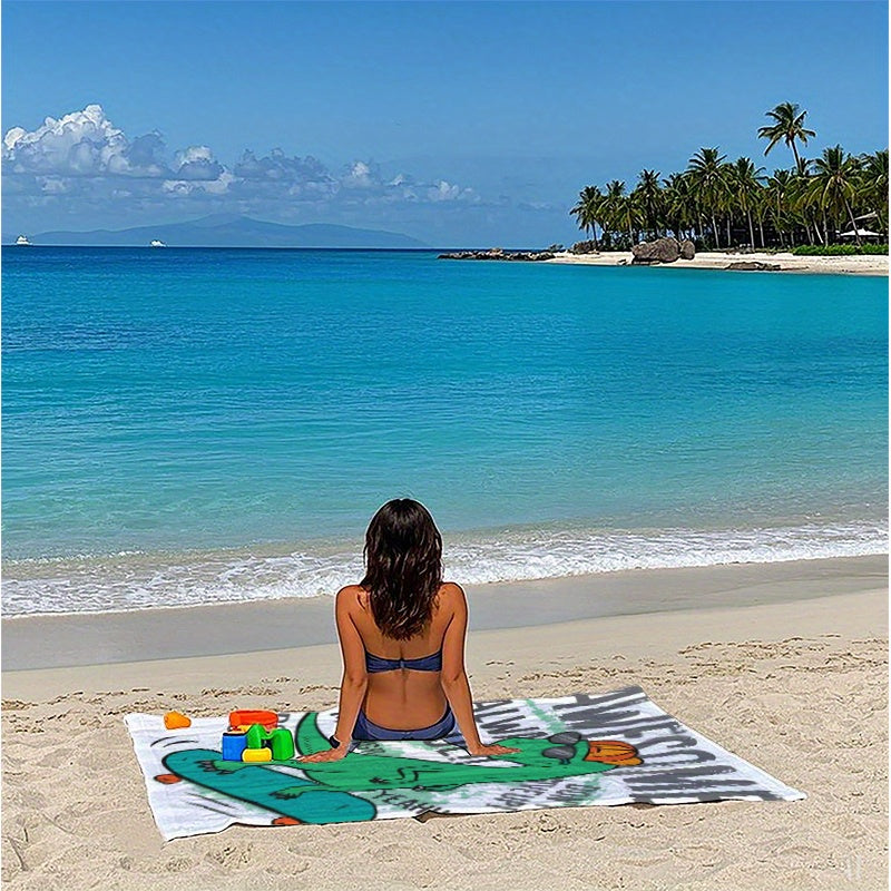 Dino Skateboard Sand Towel, Lightweight Quick Dry & Absorbent
