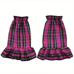 Colorblock Plaid Leg Warmers Ruffle Knee High Socks