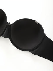 Solid Knot Front Strapless Bra Women's Plus Size