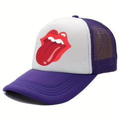 Red Lips Print Trucker Hat Hip Hop Cartoon Mesh Baseball Cap