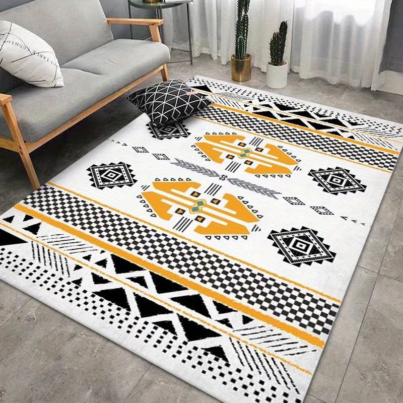 Modern Velvet Moroccan Area Rug Soft Non Slip Floor Mat for Living Room Bedroom