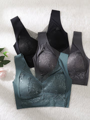 3pcs Lace Wireless Bras Full Coverage Comfy & Breathable