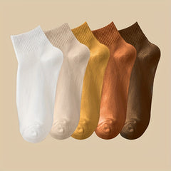 5 Pairs Breathable All-match Solid Socks Women's Stockings & Hosiery