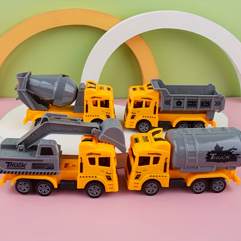 Kids Pull Back Engineering Excavator Mixing Car Model