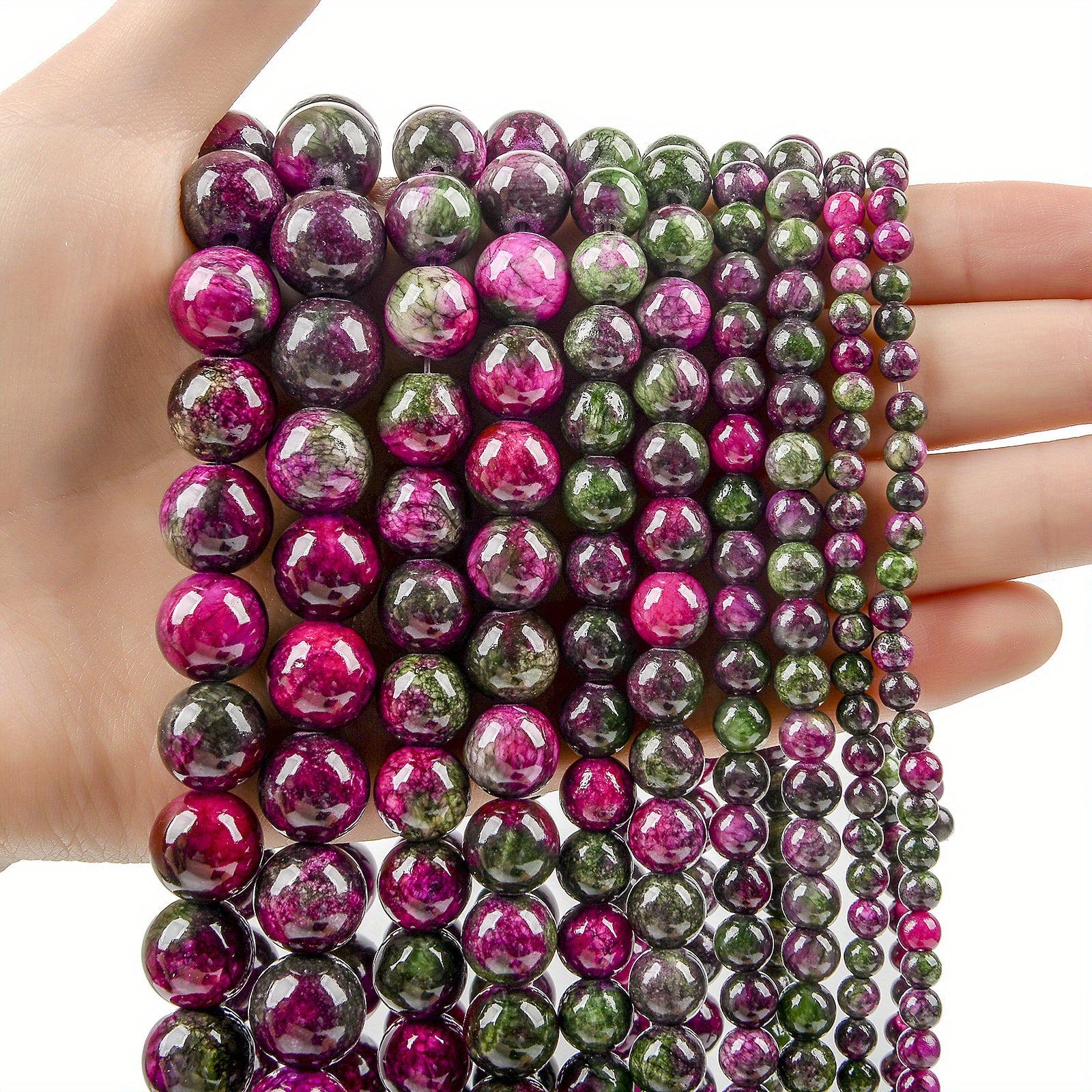 Green Purple Persian Jade Round Loose Beads 4-12MM