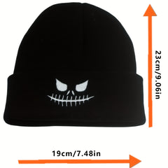 Halloween Beanie Knitted Hat Skull Pumpkin Ghost Embroidery Warm Skull Cap