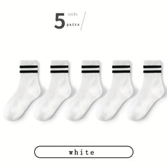 5 pairs Boys Casual Striped Sports Socks Breathable Mesh Crew Socks