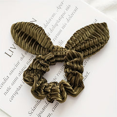 Velvet Scrunchies Women Rabbit Ear Knot Hair Tie Elastic Band