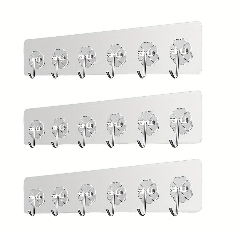 2pcs Heavy Duty Wall Hooks for Hanging Clothes and Towels Adhesive Hooks Clear