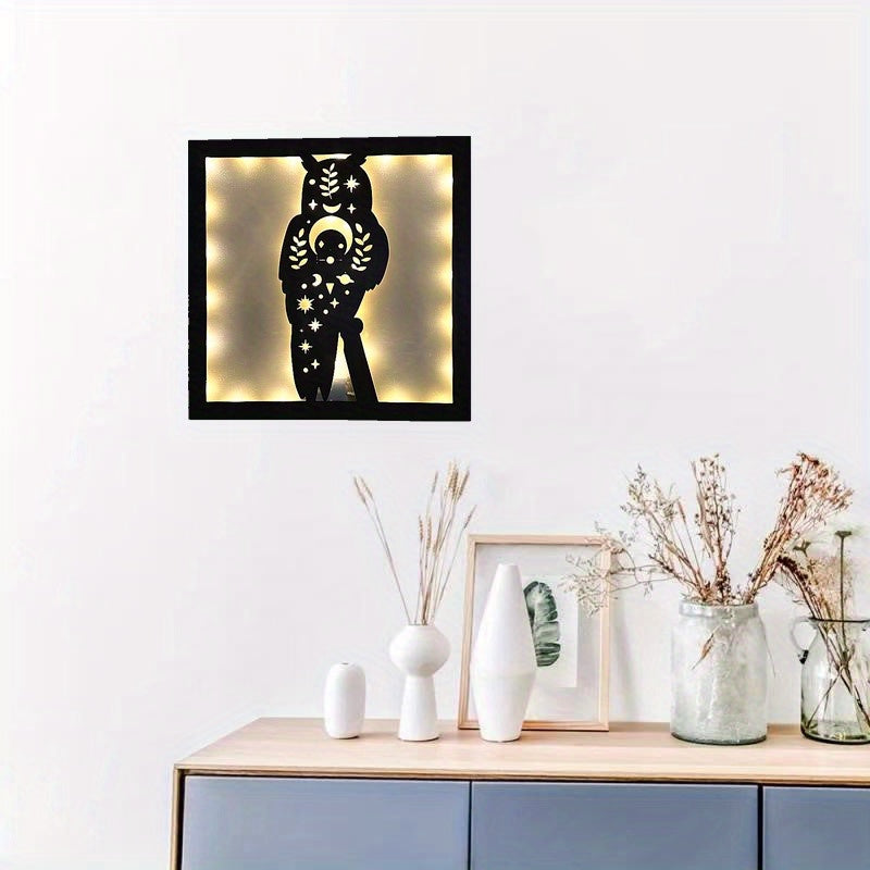 LED Owl Shape Lamp Wooden Home Decoration