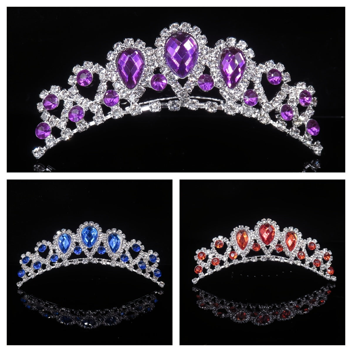 Crystal Queen Crown Birthday Tiara Prom Quinceanera Rhinestone Wedding
