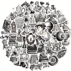 50pcs Gothic Retro Stickers for Water Bottle Laptop Phone Skateboard