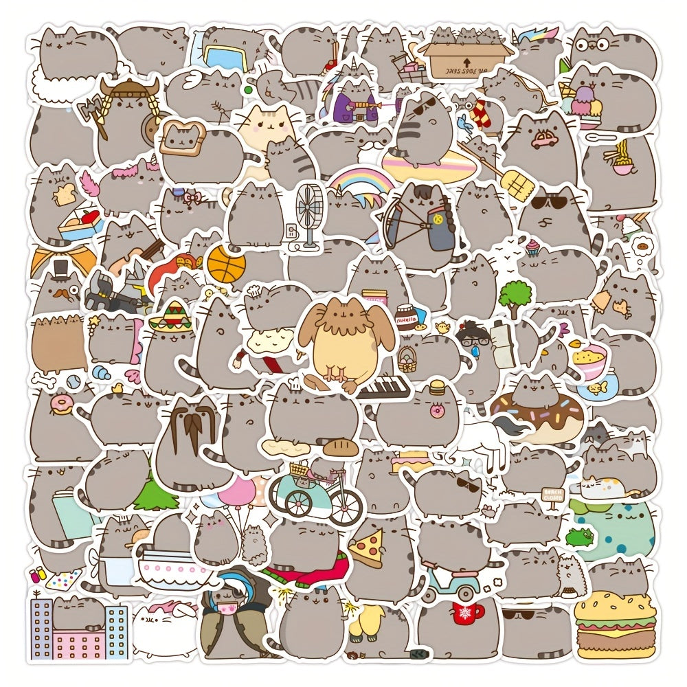 100pcs Funny Cat Stickers - Waterproof Stickers for Water Bottle Laptop