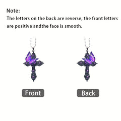 Purple Cross Butterfly Acrylic Decoration Pendant for Rearview Mirror