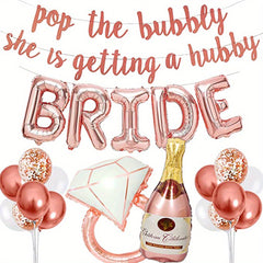 Bachelorette Party Decorations Kit Bride Balloons Banner Ring & Champagne