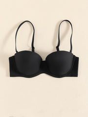 Glossy Molded Cup Push Up Bra Comfort Invisible Removable Strap T Shirt Bra