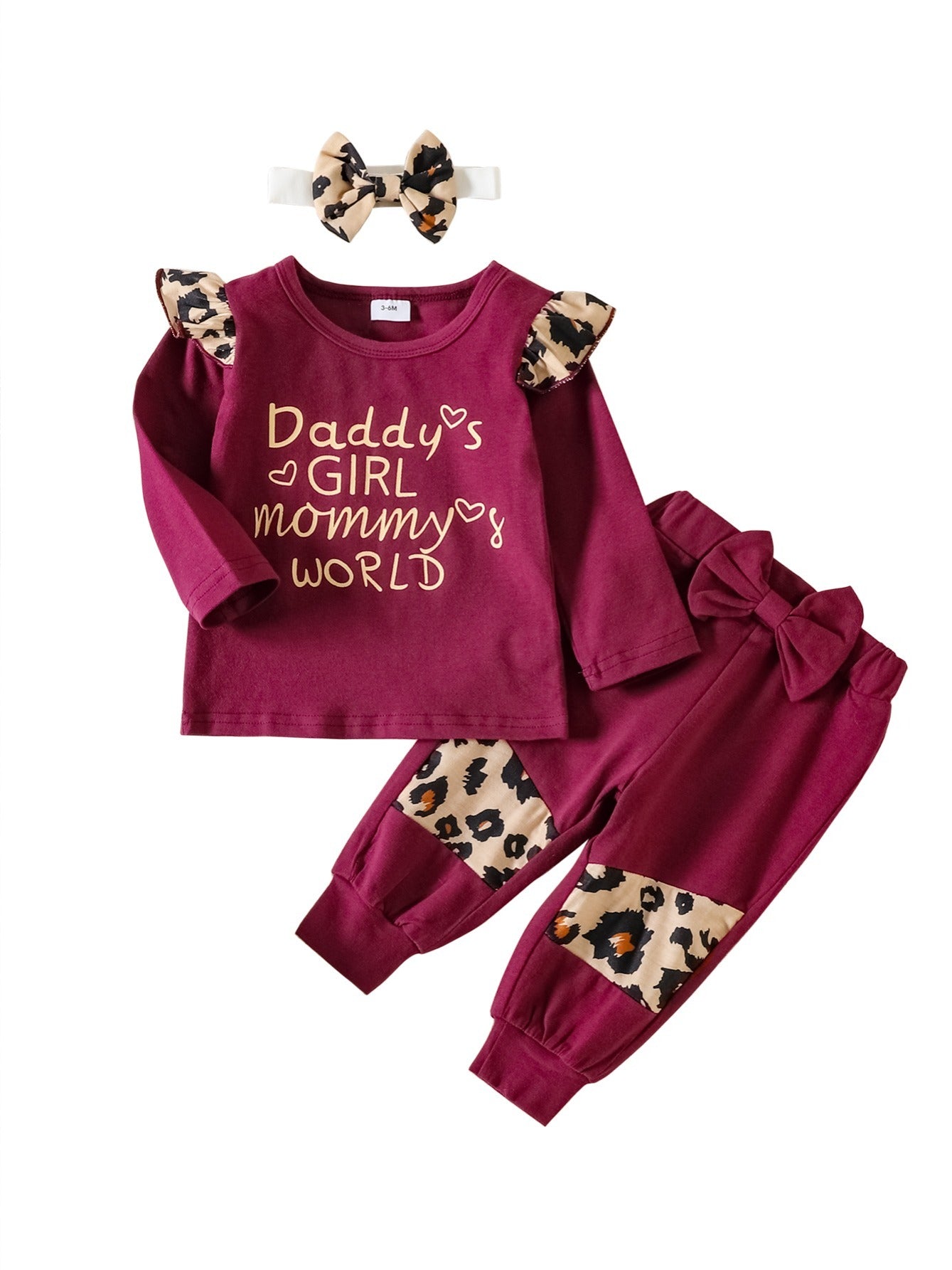 Toddler Newborn Baby Girl Letter Printed Romper Pants Headband 3pcs Set