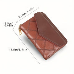 Light Brown Leather Bi Fold Wallet with Zipper Closure