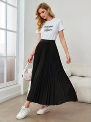 High Waist Pleated Maxi Skirt for Women