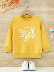 Girls Round Neck Sweatshirt Casual Comfort Fit Toddler Kids Tops Pullover