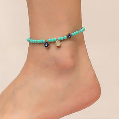 Devil's Eye Crystal Anklet Adjustable Turquoise Beach Jewelry