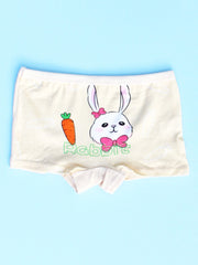 4pcs Girls Boxer Briefs Rabbit Print Elastic Waist Comfortable Underwear