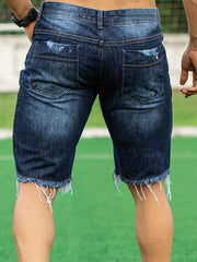 Men's Ripped Denim Shorts Casual Street Style Distressed Denim Shorts
