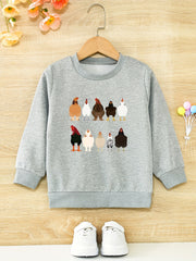 Farm Chicken And Hens Graphic Girls Sweatshirt Toddler Kids Tops
