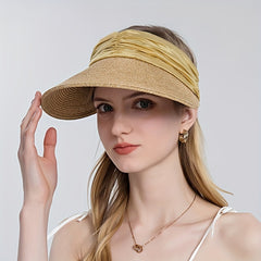 Beach Visors Wide Brim Sunshade Straw Hat Breathable Cycling Sun Hat
