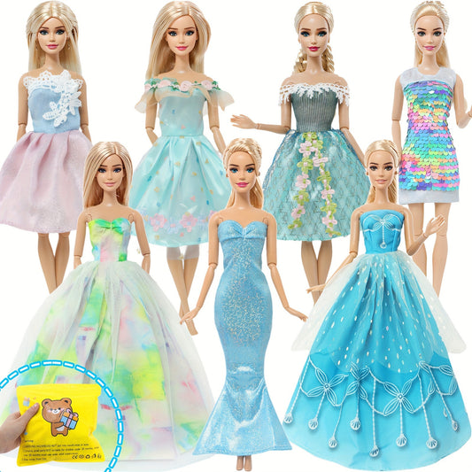 7pcs Doll Princess Dress Bag for 11.5in Doll, Christmas Birthday