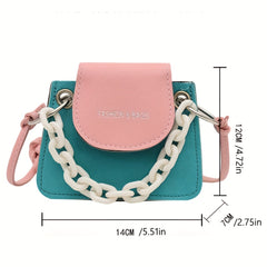 Girls Block Handbag PU Leather Shoulder Bag Messenger Coin Purse Wallet