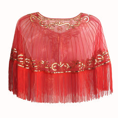 1920s Retro Sequin Shawl Tassel Wrap Flapper Shawls