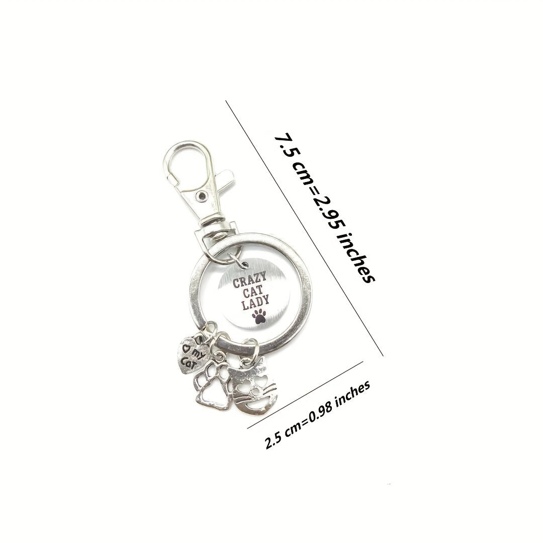 Cute Kitty Paw Charm Key Chain Stainless Steel Keychain Bag Pendant
