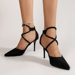 Sexy Stiletto Heels Cross Strap Pumps Dress Heels