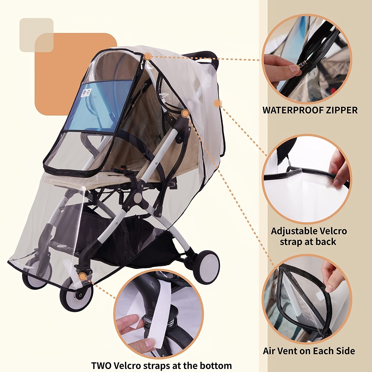 Universal Stroller Rain Cover Baby Weather Shield - Windproof Waterproof