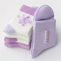 5 Pairs Girls Striped Casual Ankle Socks Comfortable Sport Socks for Toddlers
