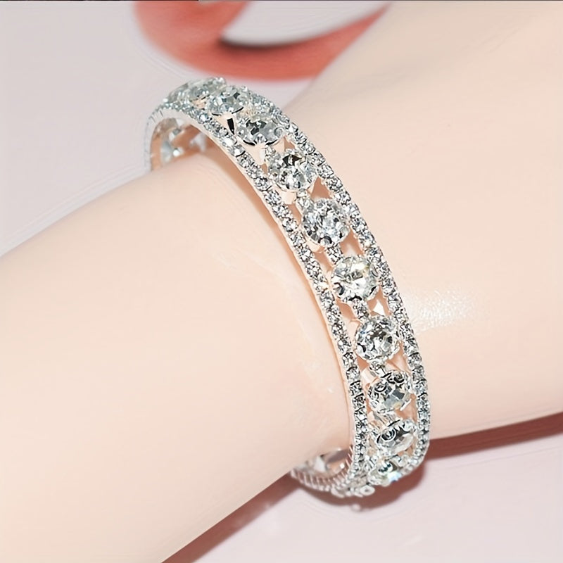 Bridal Rhinestone Full Diamond Winding Open Bracelet