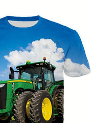 Boy's Summer Car Tractor Graphic T-Shirt 3D Print Tops