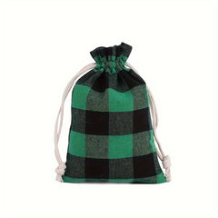 6pcs Plaid Fabric Gift Bags 24 Days Advent Calendar Cand