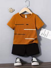 Boys Short Sleeve T shirt & Shorts Set Casual Kids Clothes