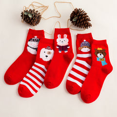 5 Pairs Soft Rabbit Pattern Socks Pack for Chinese New Year Women's Lucky Socks